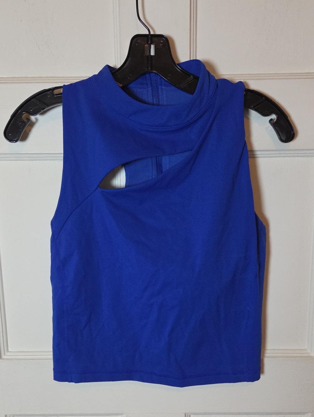 Sweaty Betty Royal Blue Sleeveless Cutout Crop Top Mock Neck Size Medium